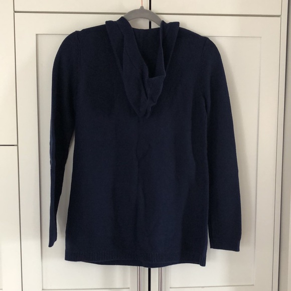 Lilly Pulitzer Navy Hooded V-Neck Cotton Knit Sweater with Kangaroo Pocket Small - Picture 6 of 6
